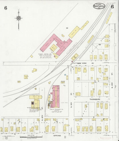 Sanborn Fire Insurance Map from New Castle, Henry County, Indiana (1924), Sheet #0006 - Complete Map Set gallery image, historic Sanborn map, vintage wall art, Indiana Indiana