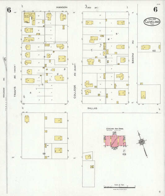 Sanborn Fire Insurance Map from Cleveland, Liberty County, Texas (1926), Sheet #0006 - Historic Sanborn Fire Insurance Map Print, vintage old map wall art, antique decor, genealogy gift, Texas Texas map
