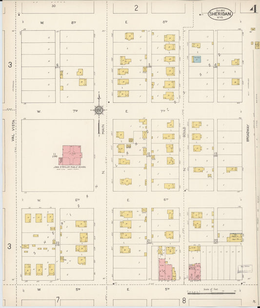 Sanborn Fire Insurance Map from Sheridan, Sheridan County, Wyoming (1912), Sheet #0004 - Historic Sanborn Fire Insurance Map Print, vintage old map wall art, antique decor, genealogy gift, Wyoming Wyoming map