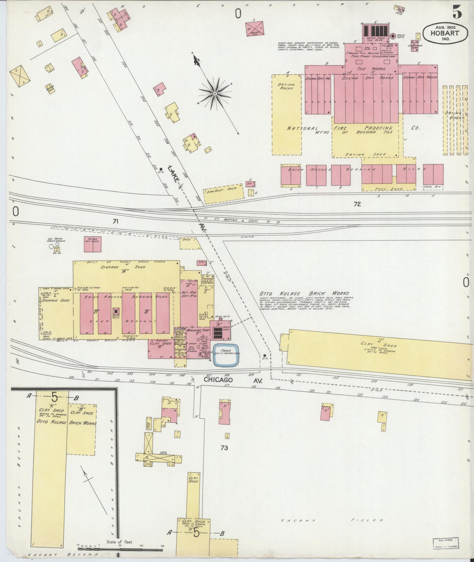 Sanborn Fire Insurance Map from Hobart, Lake County, Indiana (1902), Sheet #0005 - Complete Map Set gallery image, historic Sanborn map, vintage wall art, Indiana Indiana