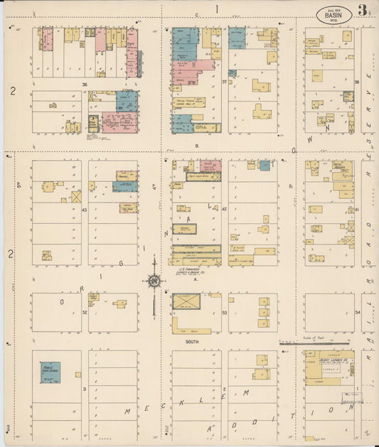 Sanborn Fire Insurance Map from Basin, Big Horn County, Wyoming (1914), Sheet #0003 - Historic Sanborn Fire Insurance Map Print, vintage old map wall art, antique decor, genealogy gift, Wyoming Wyoming map