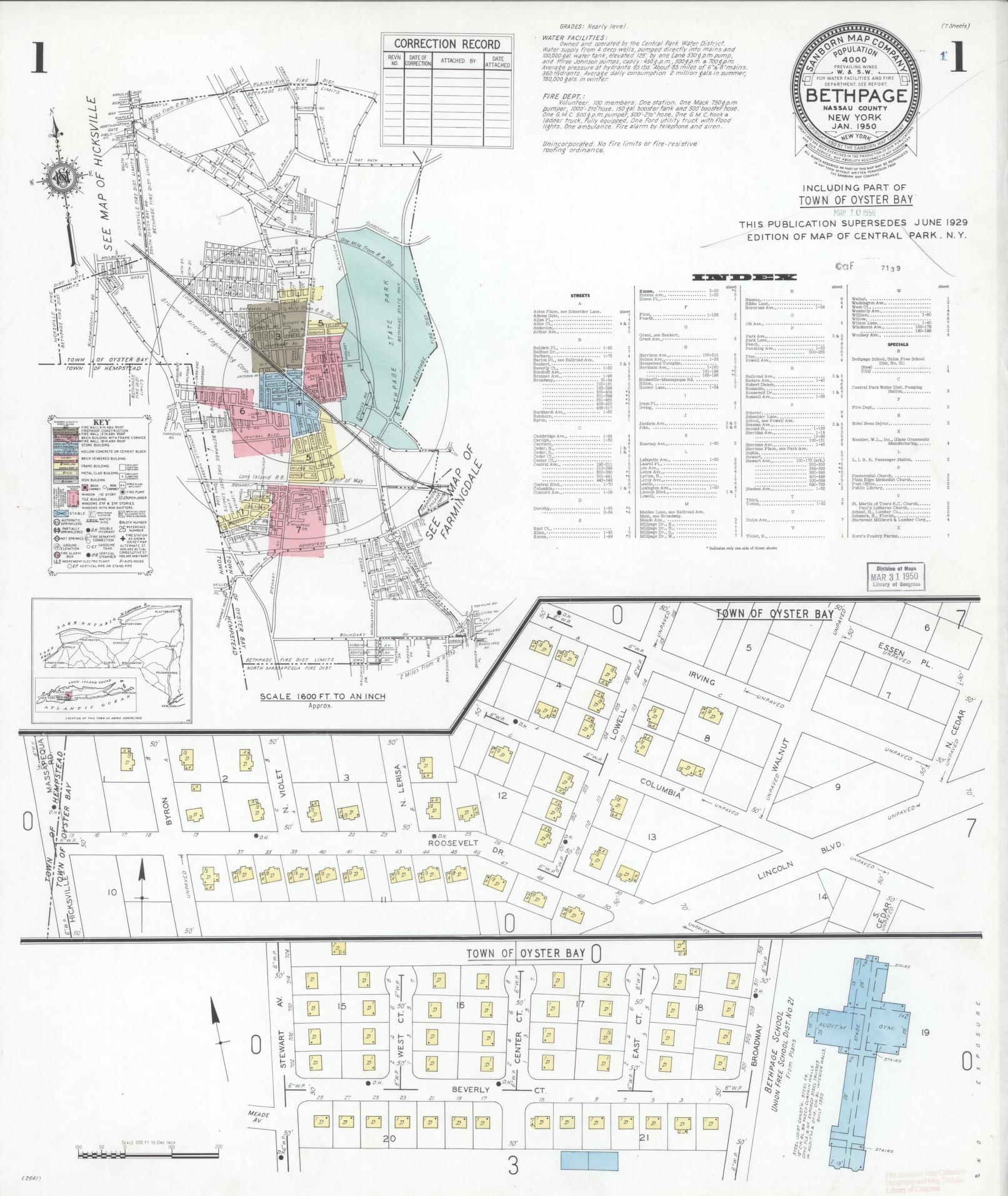 Sanborn Fire Insurance Map from Bethpage, Nassau County, New York. (1950) – Historic Sanborn Fire Insurance Map Print