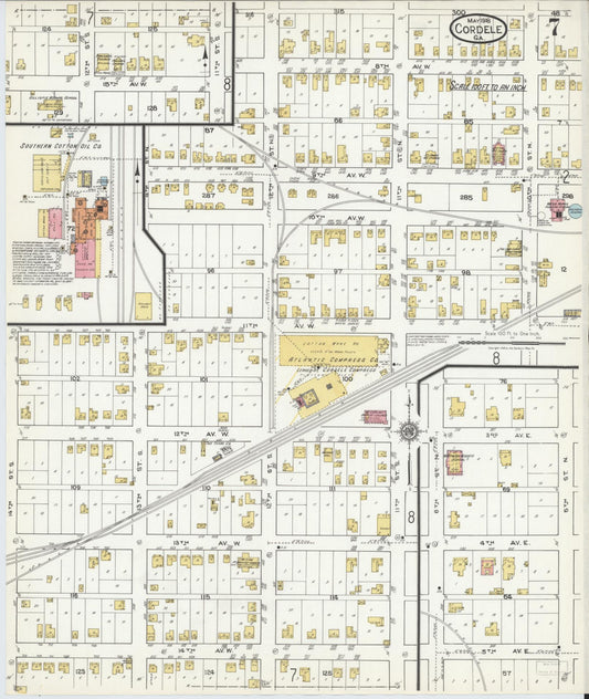 Sanborn Fire Insurance Map from Cordele, Crisp County, Georgia (1918), Sheet #0007 - Historic Sanborn Fire Insurance Map Print, vintage old map wall art, antique decor, genealogy gift, Georgia Georgia map