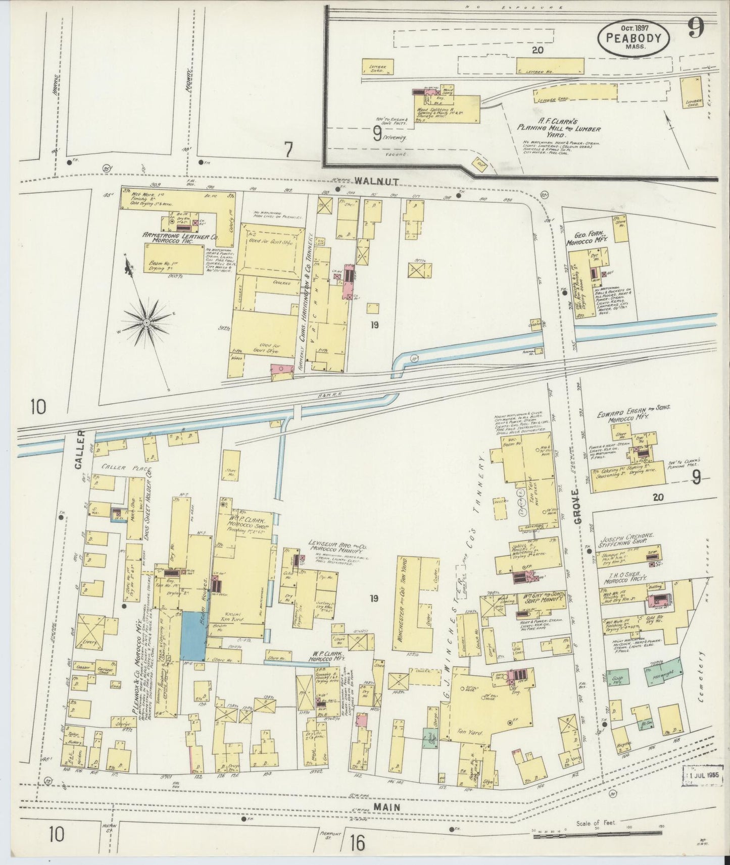 Sanborn Fire Insurance Map from Peabody, Essex County, Massachusetts (1897), Sheet #0009 - Complete Map Set gallery image, historic Sanborn map, vintage wall art, Massachusetts Massachusetts