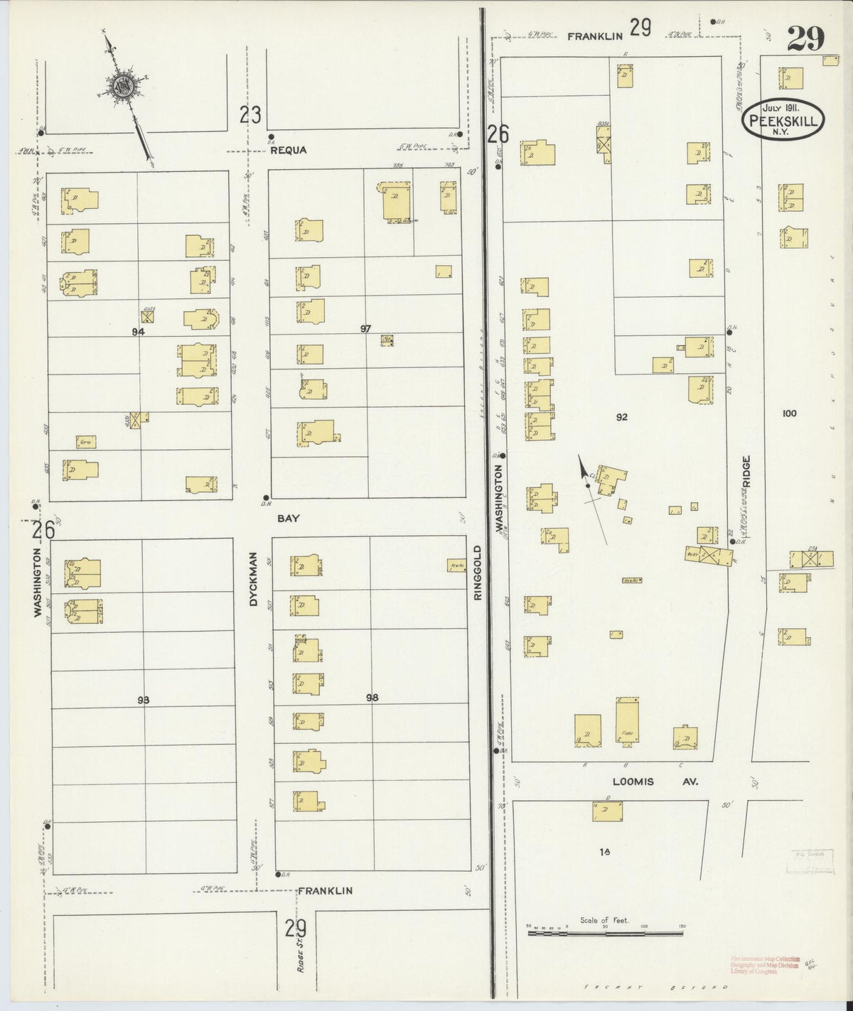 Sanborn Fire Insurance Map from Peekskill, Westchester County, New York (1911), Sheet #0029 - Complete Map Set gallery image, historic Sanborn map, vintage wall art, New York New York