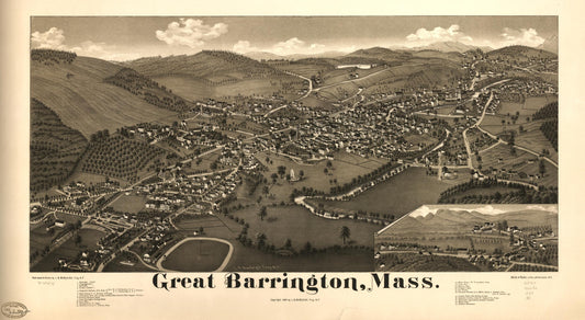 Great Barrington, Mass. (1884) – Historic Bird’s-Eye View Panorama Print