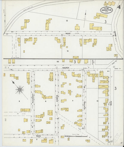 Sanborn Fire Insurance Map from Groveton, Coos County, New Hampshire (1905), Sheet #0004 - Complete Map Set gallery image, historic Sanborn map, vintage wall art, New Hampshire New Hampshire