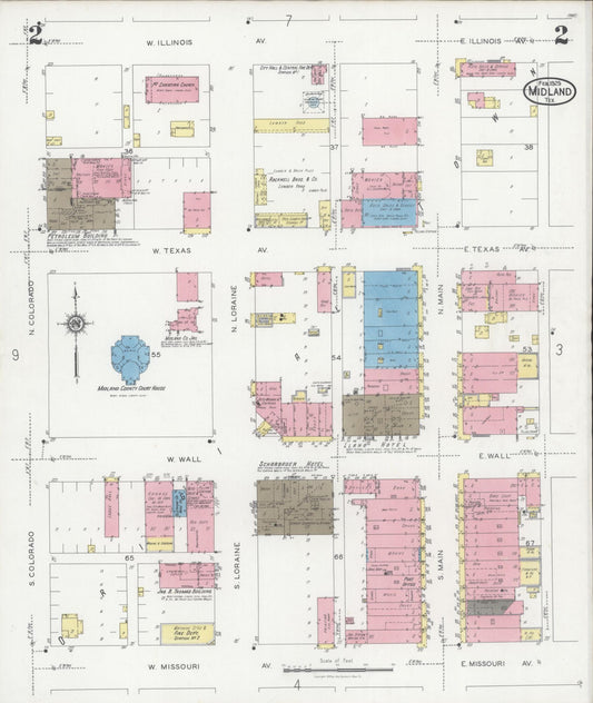 Sanborn Fire Insurance Map from Midland, Midland County, Texas (1929), Sheet #0002 - Historic Sanborn Fire Insurance Map Print, vintage old map wall art, antique decor, genealogy gift, Texas Texas map