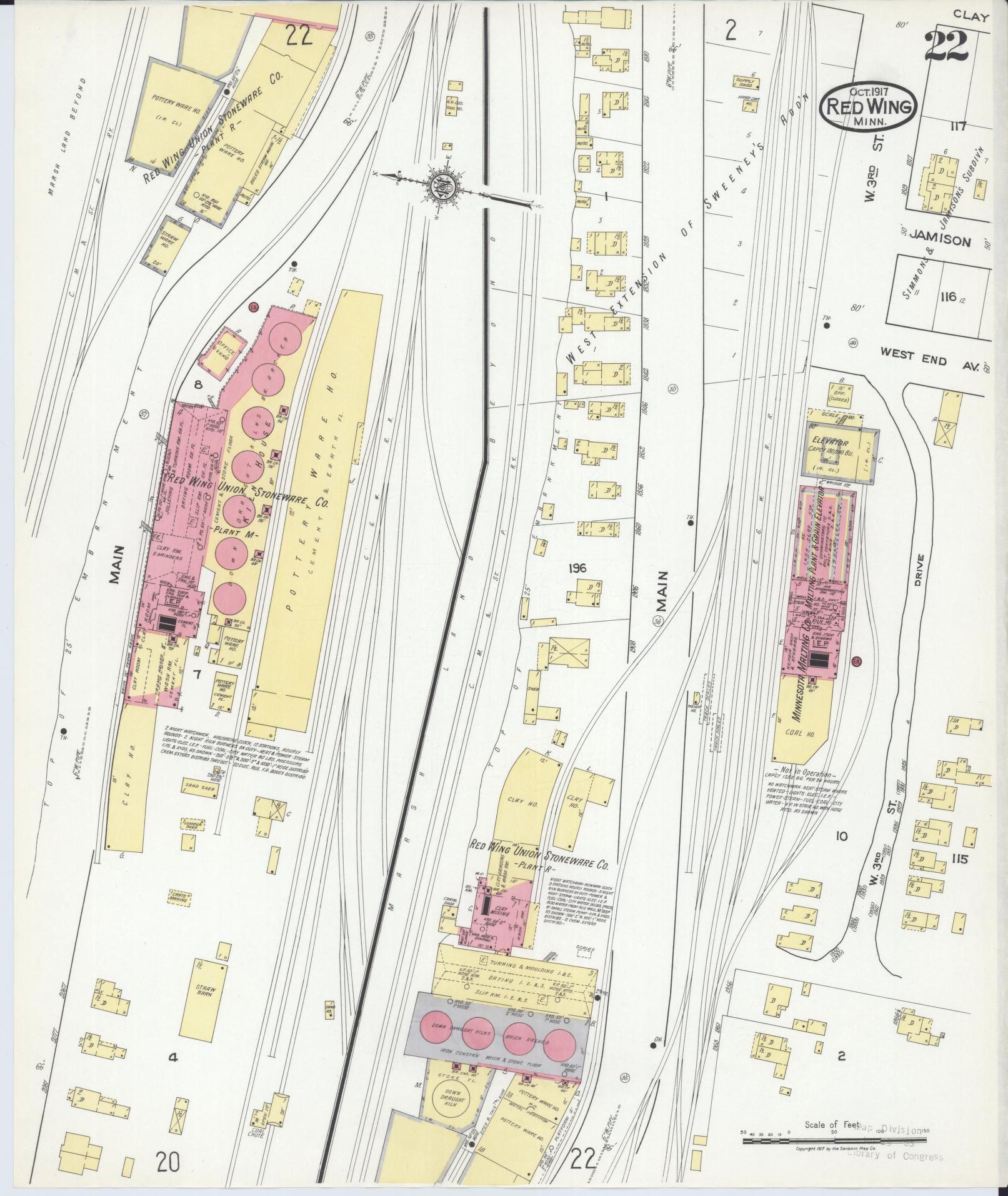 Sanborn Fire Insurance Map from Red Wing, Goodhue County, Minnesota (1917), Sheet #0022 - Complete Map Set gallery image, historic Sanborn map, vintage wall art, Minnesota Minnesota