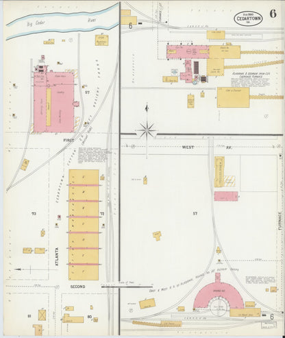 Sanborn Fire Insurance Map from Cedartown, Polk County, Georgia (1900), Sheet #0006 - Complete Map Set gallery image, historic Sanborn map, vintage wall art, Georgia Georgia