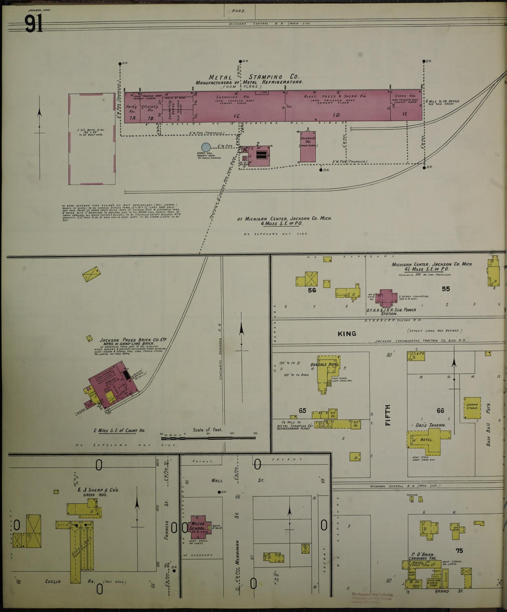 Sanborn Fire Insurance Map from Jackson, Jackson County, Michigan (1907), Sheet #0091 - Complete Map Set gallery image, historic Sanborn map, vintage wall art, Michigan Michigan
