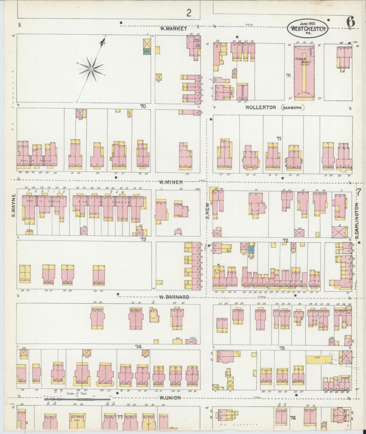 Sanborn Fire Insurance Map from West Chester, Chester County, Pennsylvania (1902), Sheet #0006 - Historic Sanborn Fire Insurance Map Print, vintage old map wall art, antique decor, genealogy gift, Pennsylvania Pennsylvania map