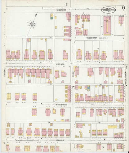 Sanborn Fire Insurance Map from West Chester, Chester County, Pennsylvania (1902), Sheet #0006 - Historic Sanborn Fire Insurance Map Print, vintage old map wall art, antique decor, genealogy gift, Pennsylvania Pennsylvania map
