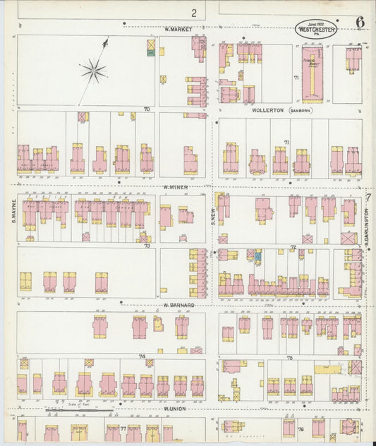 Sanborn Fire Insurance Map from West Chester, Chester County, Pennsylvania (1902), Sheet #0006 - Historic Sanborn Fire Insurance Map Print, vintage old map wall art, antique decor, genealogy gift, Pennsylvania Pennsylvania map