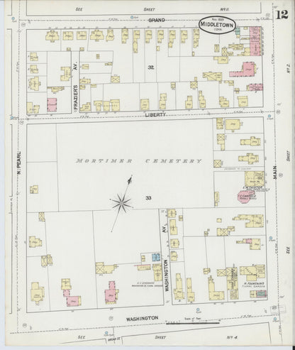 Sanborn Fire Insurance Map from Middletown, Middlesex County, Connecticut (1889), Sheet #0012 - Complete Map Set gallery image, historic Sanborn map, vintage wall art, Connecticut Connecticut