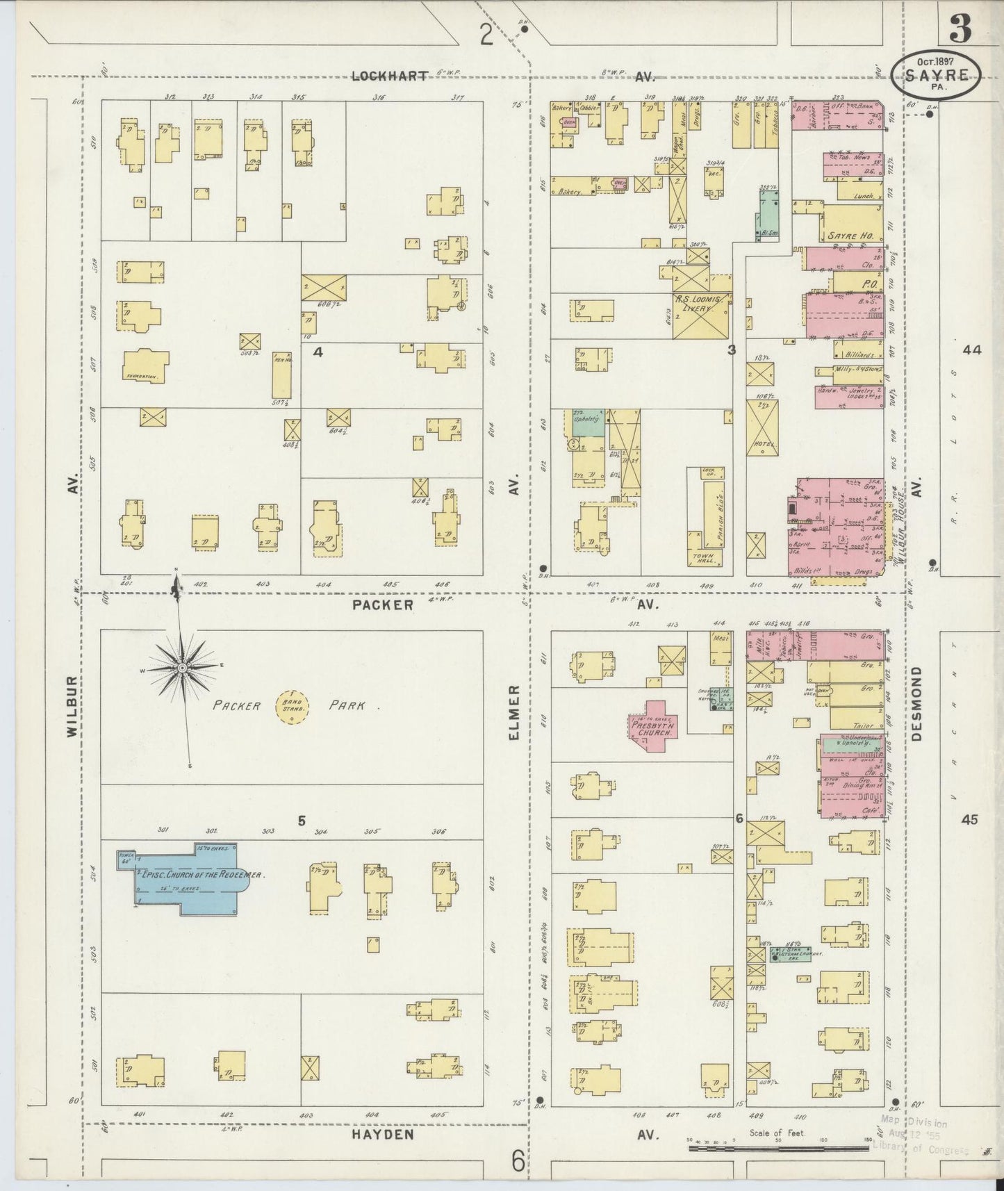 Sanborn Fire Insurance Map from Sayre, Bradford County, Pennsylvania (1897), Sheet #0003 - Complete Map Set gallery image, historic Sanborn map, vintage wall art, Pennsylvania Pennsylvania