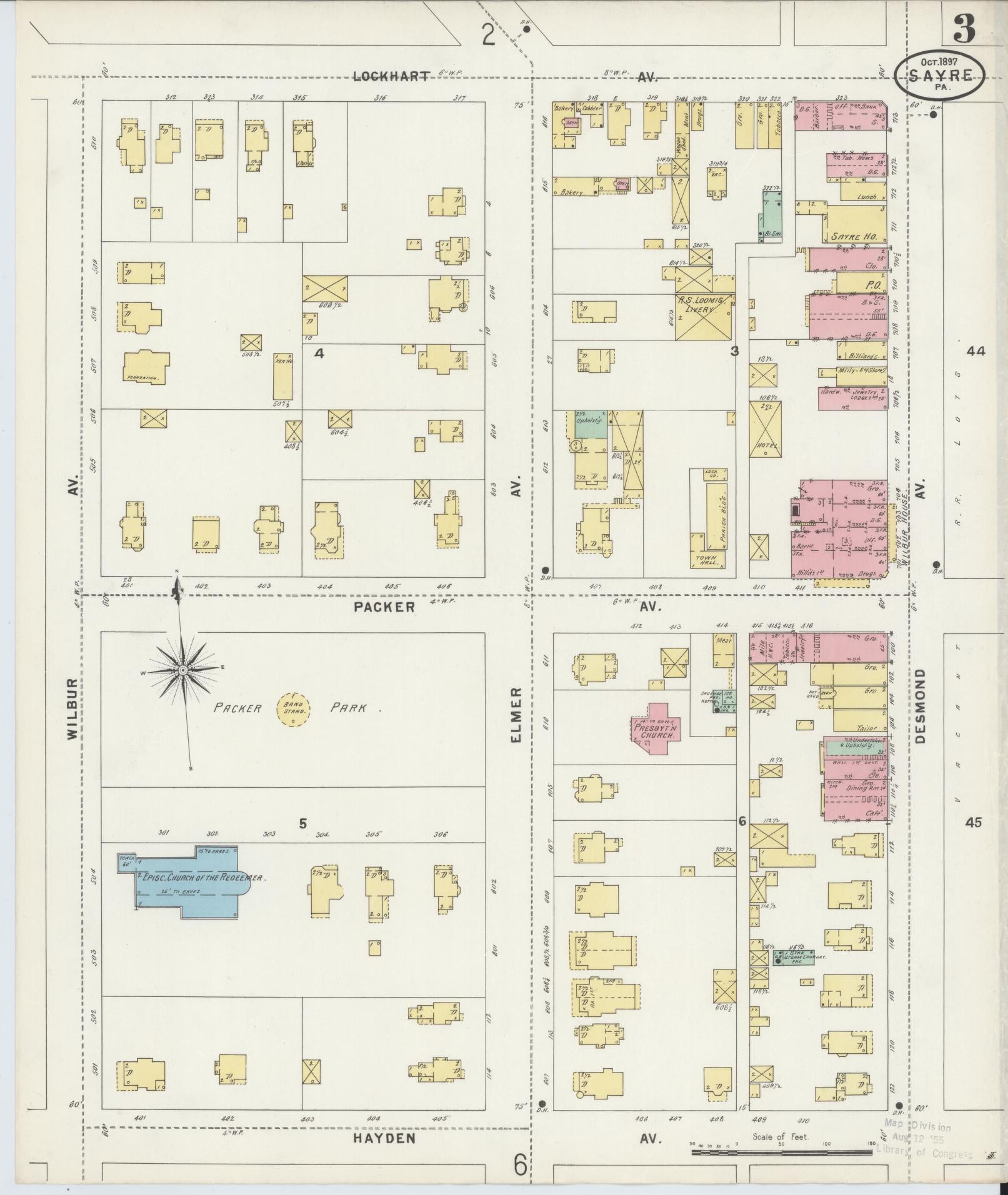 Sanborn Fire Insurance Map from Sayre, Bradford County, Pennsylvania (1897), Sheet #0003 - Complete Map Set gallery image, historic Sanborn map, vintage wall art, Pennsylvania Pennsylvania