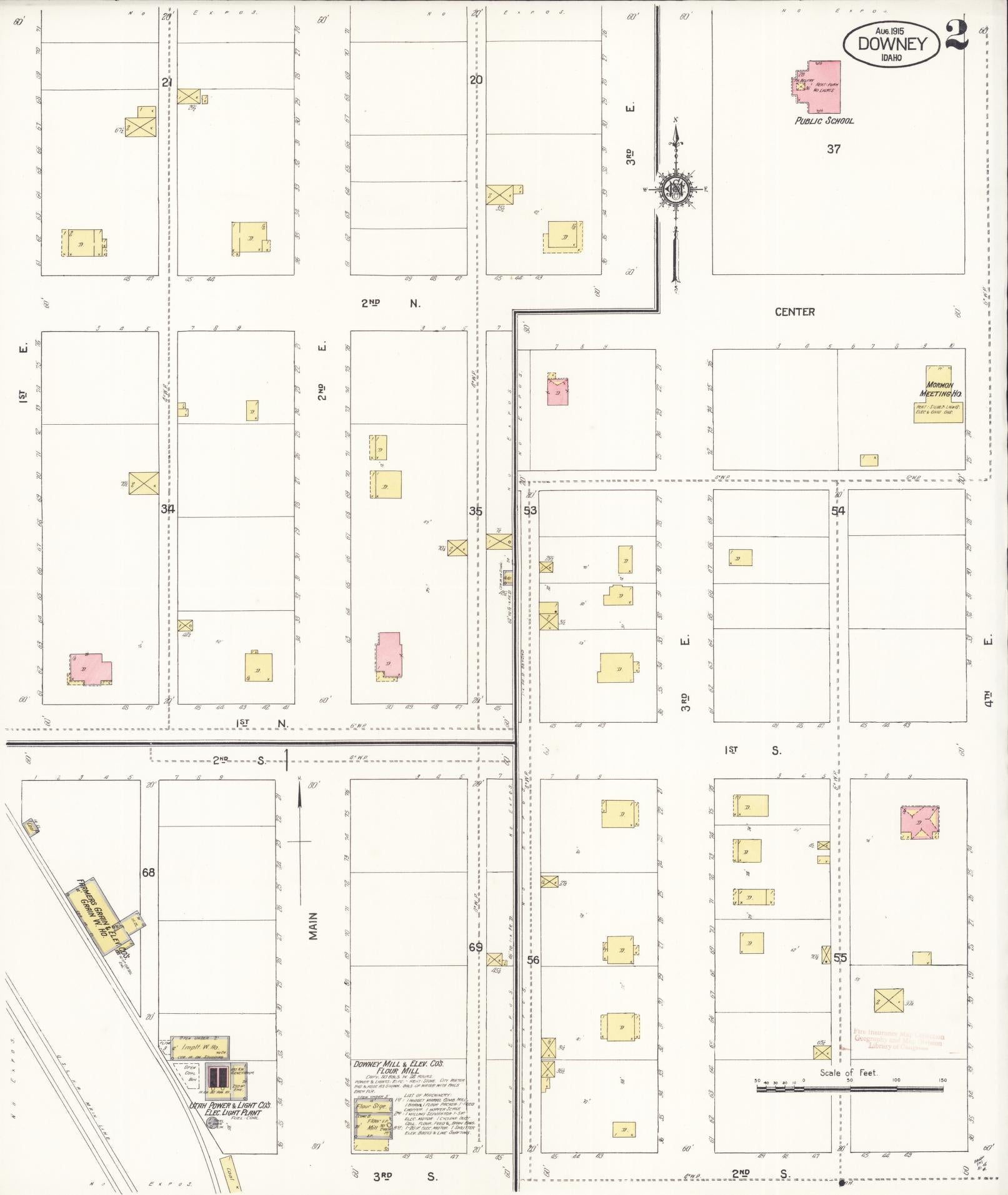 Sanborn Fire Insurance Map from Downey, Bannock County, Idaho (1915), Sheet #0002 - Complete Map Set gallery image, historic Sanborn map, vintage wall art, Idaho Idaho