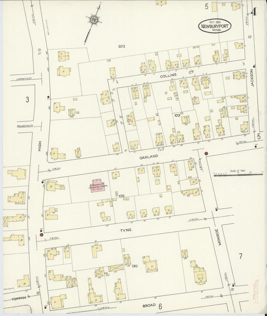 Sanborn Fire Insurance Map from Newburyport, Essex County, Massachusetts (1914), Sheet #0004 - Historic Sanborn Fire Insurance Map Print, vintage old map wall art, antique decor, genealogy gift, Massachusetts Massachusetts map