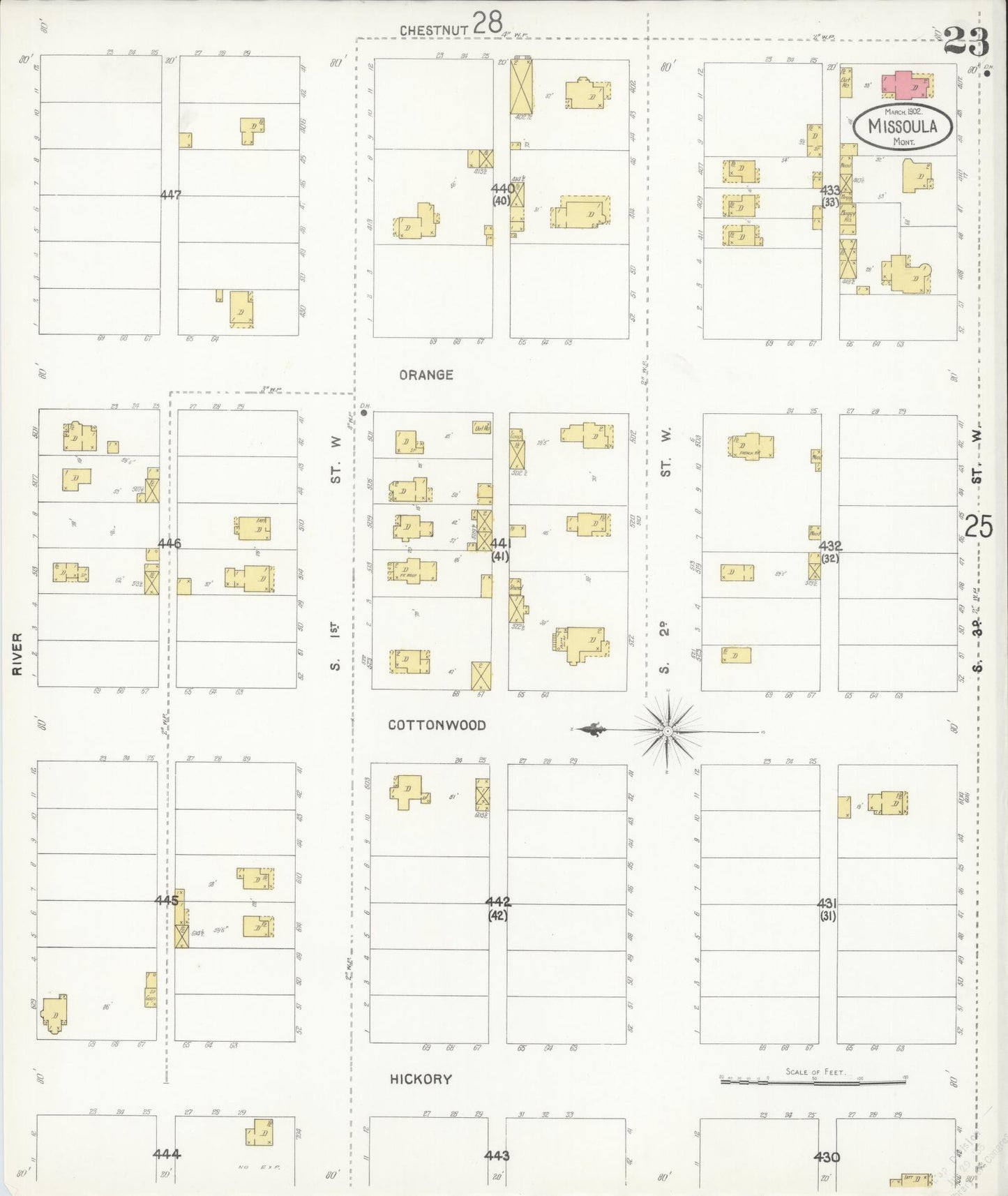 Sanborn Fire Insurance Map from Missoula, Missoula County, Montana (1902), Sheet #0023 - Historic Sanborn Fire Insurance Map Print, vintage old map wall art, antique decor, genealogy gift, Montana Montana map