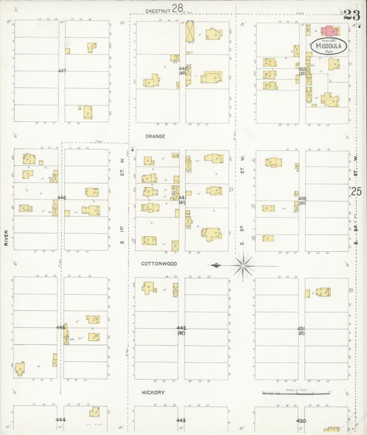 Sanborn Fire Insurance Map from Missoula, Missoula County, Montana (1902), Sheet #0023 - Historic Sanborn Fire Insurance Map Print, vintage old map wall art, antique decor, genealogy gift, Montana Montana map