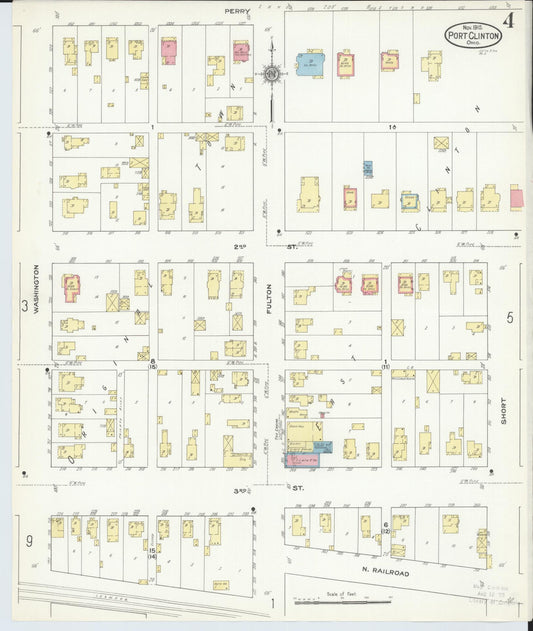 Sanborn Fire Insurance Map from Port Clinton, Ottawa County, Ohio (1910), Sheet #0004 - Historic Sanborn Fire Insurance Map Print, vintage old map wall art, antique decor, genealogy gift, Ohio Ohio map