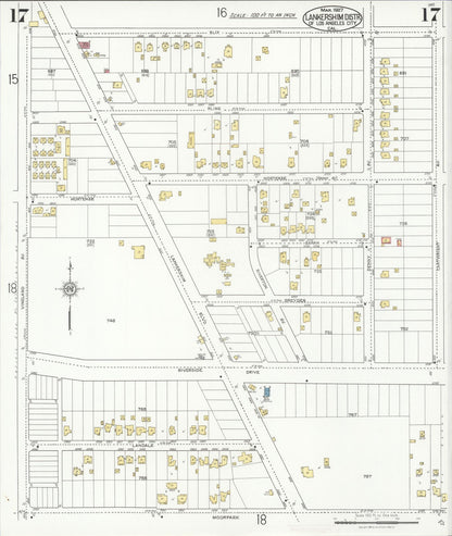 Sanborn Fire Insurance Map from Lankershim, Los Angeles County, California (1927), Sheet #0017 - Complete Map Set gallery image, historic Sanborn map, vintage wall art, California California