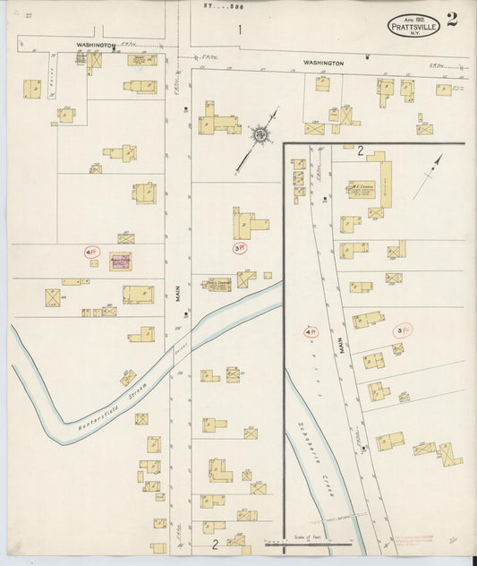 Sanborn Fire Insurance Map from Prattsville, Greene County, New York (1912), Sheet #0002 - Historic Sanborn Fire Insurance Map Print, vintage old map wall art, antique decor, genealogy gift, New York New York map