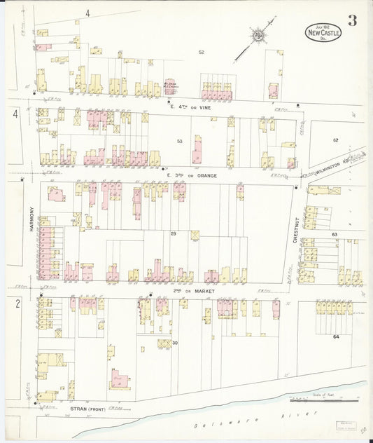 Sanborn Fire Insurance Map from New Castle, New Castle County, Delaware (1912), Sheet #0003 - Historic Sanborn Fire Insurance Map Print, vintage old map wall art, antique decor, genealogy gift, Delaware Delaware map