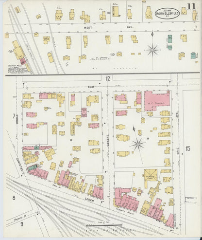 Sanborn Fire Insurance Map from Hornell, Steuben County, New York (1898), Sheet #0011 - Historic Sanborn Fire Insurance Map Print, vintage old map wall art, antique decor, genealogy gift, New York New York map