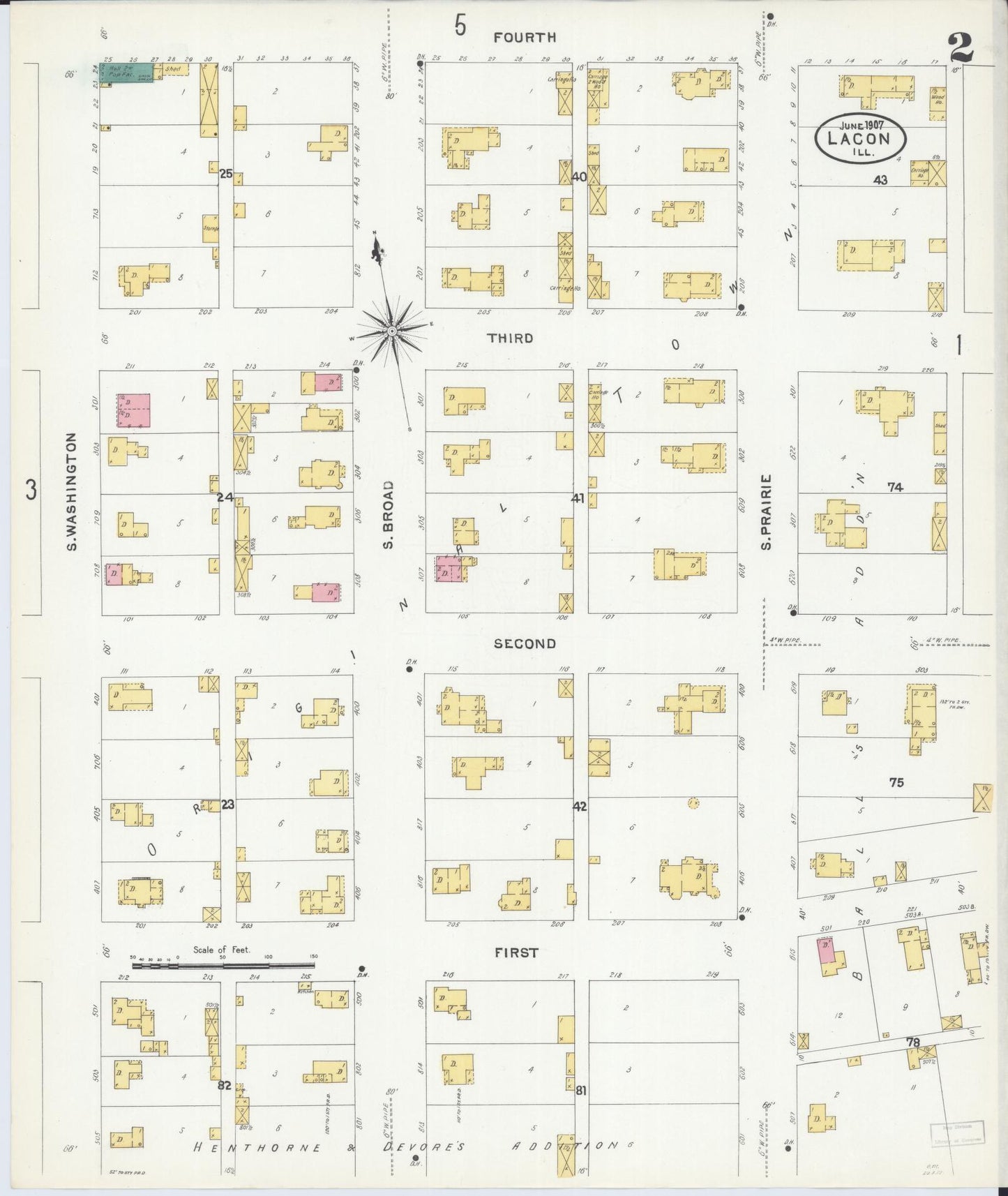 Sanborn Fire Insurance Map from Lacon, Marshall County, Illinois (1907), Sheet #0002 - Historic Sanborn Fire Insurance Map Print, vintage old map wall art, antique decor, genealogy gift, Illinois Illinois map