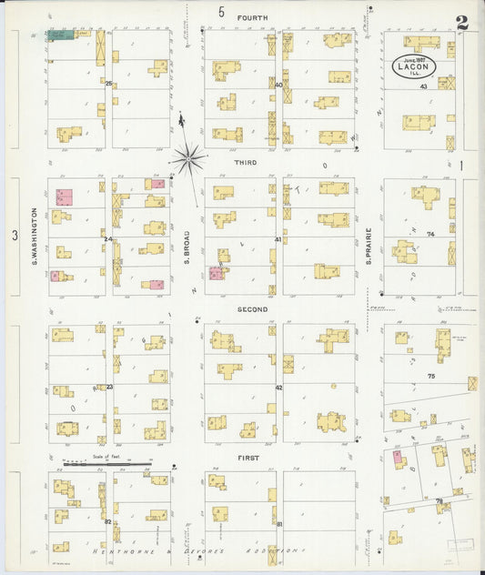 Sanborn Fire Insurance Map from Lacon, Marshall County, Illinois (1907), Sheet #0002 - Historic Sanborn Fire Insurance Map Print, vintage old map wall art, antique decor, genealogy gift, Illinois Illinois map
