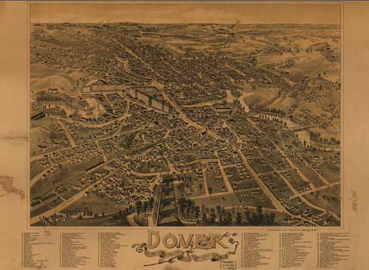 Dover, Strafford County, New Hampshire 1888 (1888) – Historic Bird’s-Eye View Panorama Print