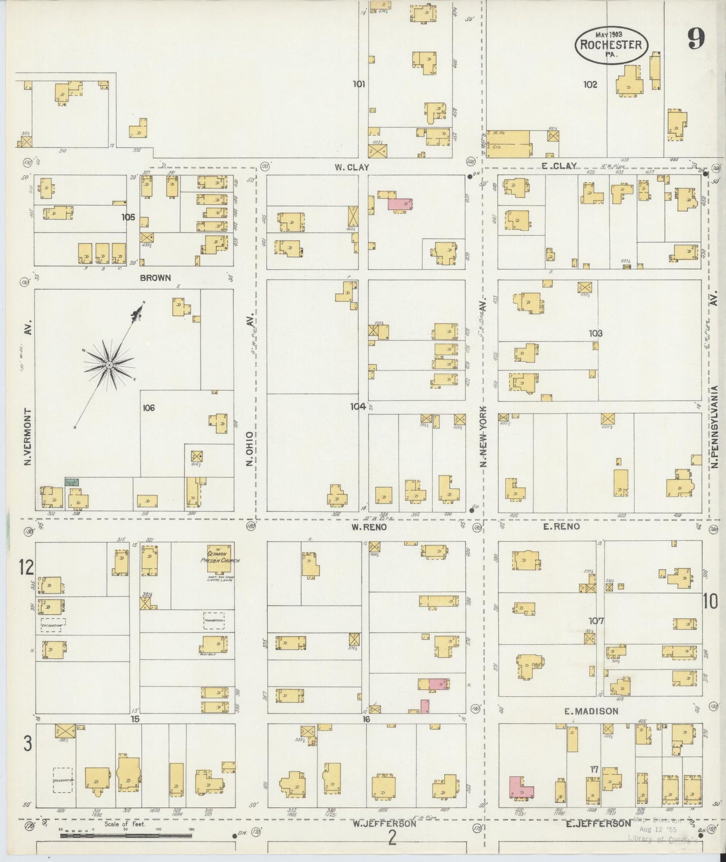 Sanborn Fire Insurance Map from Rochester, Beaver County, Pennsylvania (1903), Sheet #0009 - Complete Map Set gallery image, historic Sanborn map, vintage wall art, Pennsylvania Pennsylvania