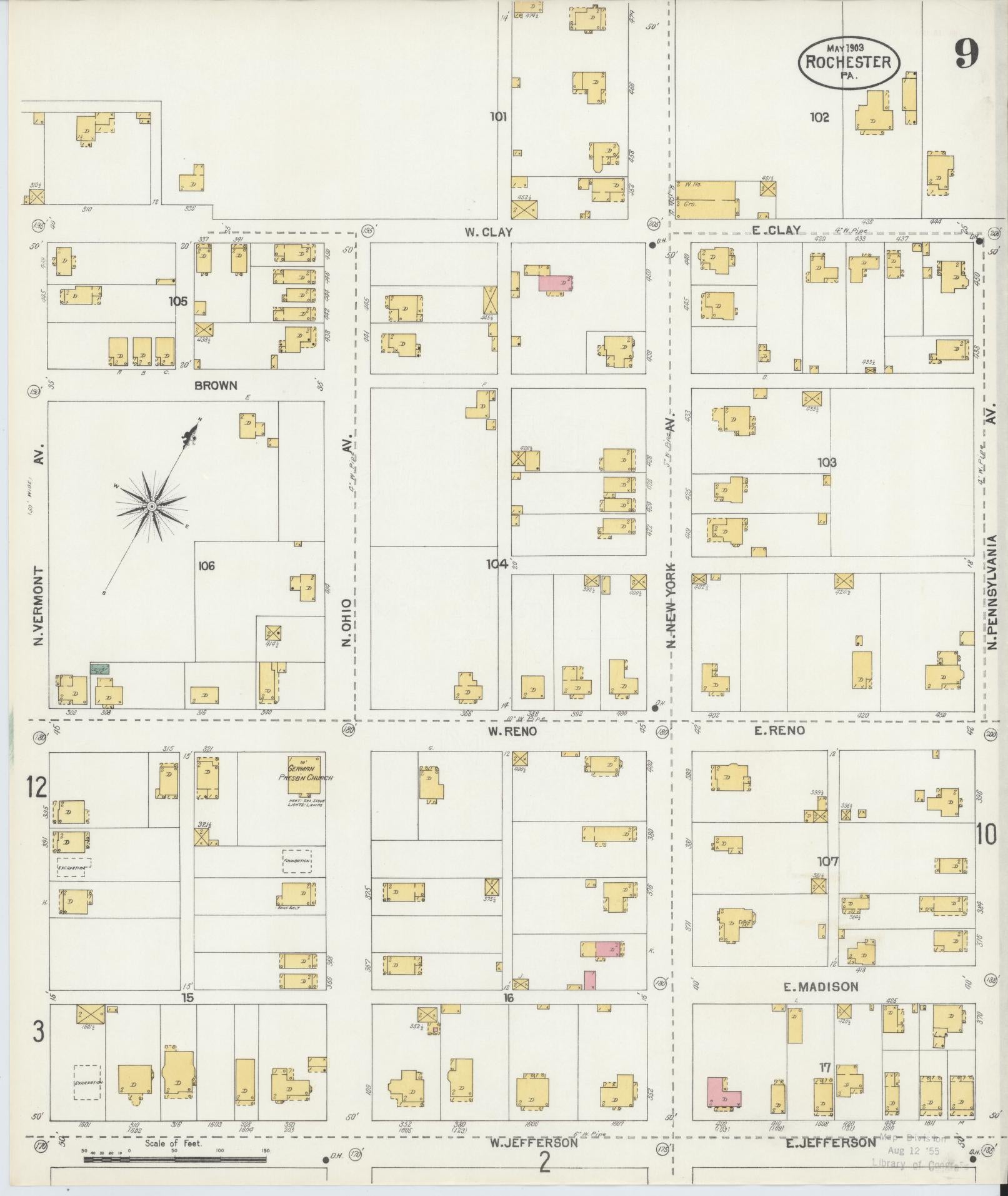 Sanborn Fire Insurance Map from Rochester, Beaver County, Pennsylvania (1903), Sheet #0009 - Complete Map Set gallery image, historic Sanborn map, vintage wall art, Pennsylvania Pennsylvania