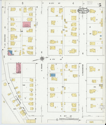 Sanborn Fire Insurance Map from McAlester, Pittsburg County, Oklahoma (1918), Sheet #0005 - Complete Map Set gallery image, historic Sanborn map, vintage wall art, Oklahoma Oklahoma