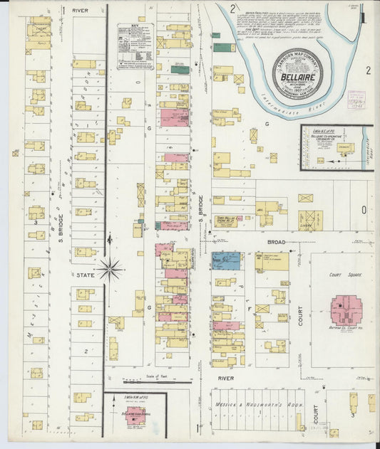 Sanborn Fire Insurance Map from Bellaire, Antrim County, Michigan (1907), Sheet #0001 - Historic Sanborn Fire Insurance Map Print, vintage old map wall art, antique decor, genealogy gift, Michigan Michigan map