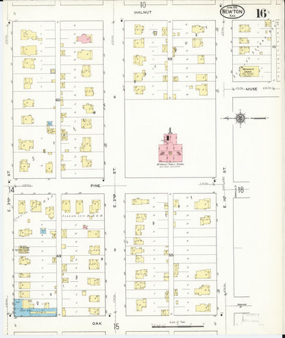 Sanborn Fire Insurance Map from Newton, Harvey County, Kansas (1915), Sheet #0016 - Complete Map Set gallery image, historic Sanborn map, vintage wall art, Kansas Kansas