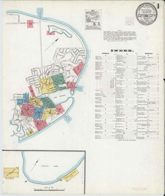 Sanborn Fire Insurance Map from Cottage City, Dukes County, Massachusetts (1904), Sheet #0001 - Complete Map Set gallery image, historic Sanborn map, vintage wall art, Massachusetts Massachusetts
