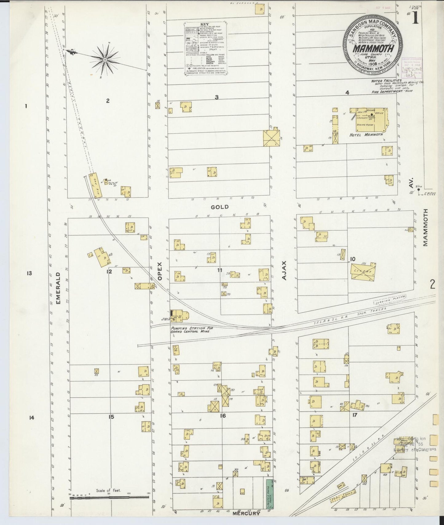 Sanborn Fire Insurance Map from Mammoth, Juab County, Utah (1908), Sheet #0001 - Historic Sanborn Fire Insurance Map Print, vintage old map wall art, antique decor, genealogy gift, Utah Utah map