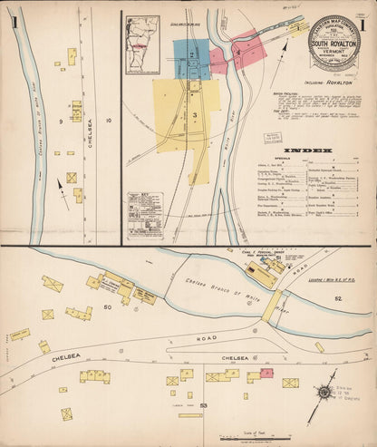 Sanborn Fire Insurance Map from South Royalton, Windsor County, Vermont (1922), Sheet #0001 - Complete Map Set gallery image, historic Sanborn map, vintage wall art, Vermont Vermont