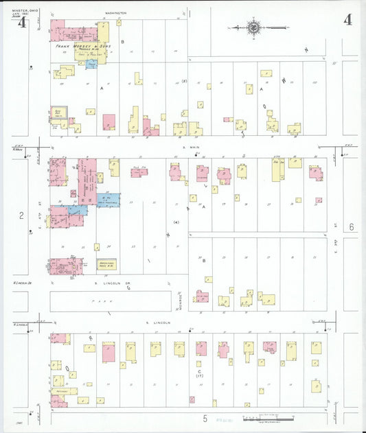 Sanborn Fire Insurance Map from Minster, Auglaize County, Ohio (1951), Sheet #0004 - Historic Sanborn Fire Insurance Map Print, vintage old map wall art, antique decor, genealogy gift, Ohio Ohio map