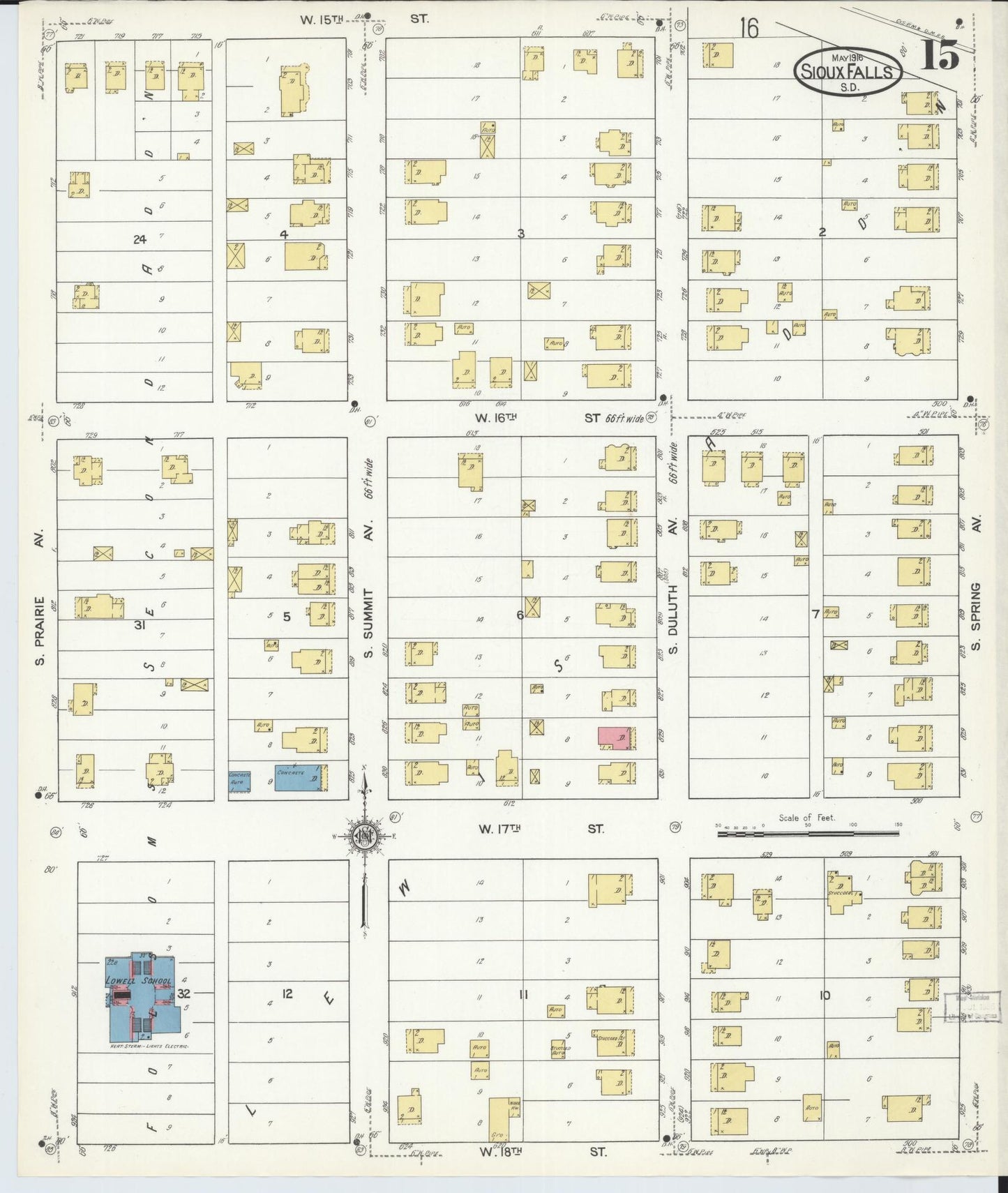 Sanborn Fire Insurance Map from Sioux Falls, Minnehaha County, South Dakota (1916), Sheet #0015 - Complete Map Set gallery image, historic Sanborn map, vintage wall art, South Dakota South Dakota