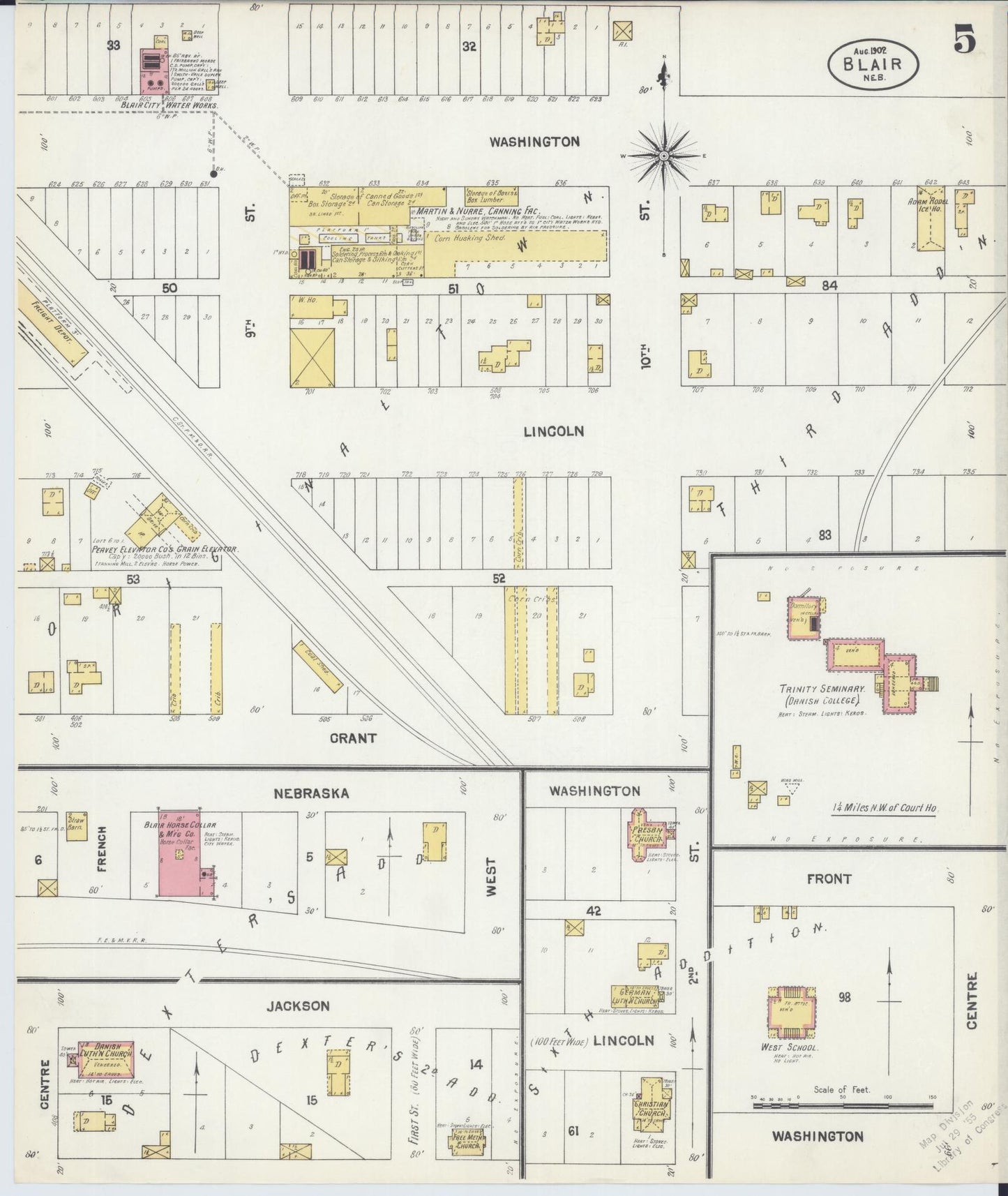 Sanborn Fire Insurance Map from Blair, Washington County, Nebraska (1902), Sheet #0005 - Complete Map Set gallery image, historic Sanborn map, vintage wall art, Nebraska Nebraska