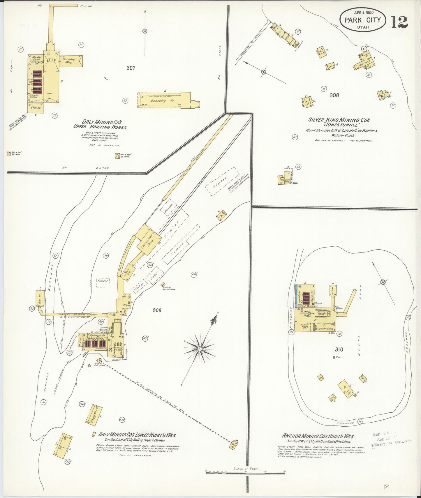 Sanborn Fire Insurance Map from Park City, Summit County, Utah (1900), Sheet #0012 - Complete Map Set gallery image, historic Sanborn map, vintage wall art, Utah Utah