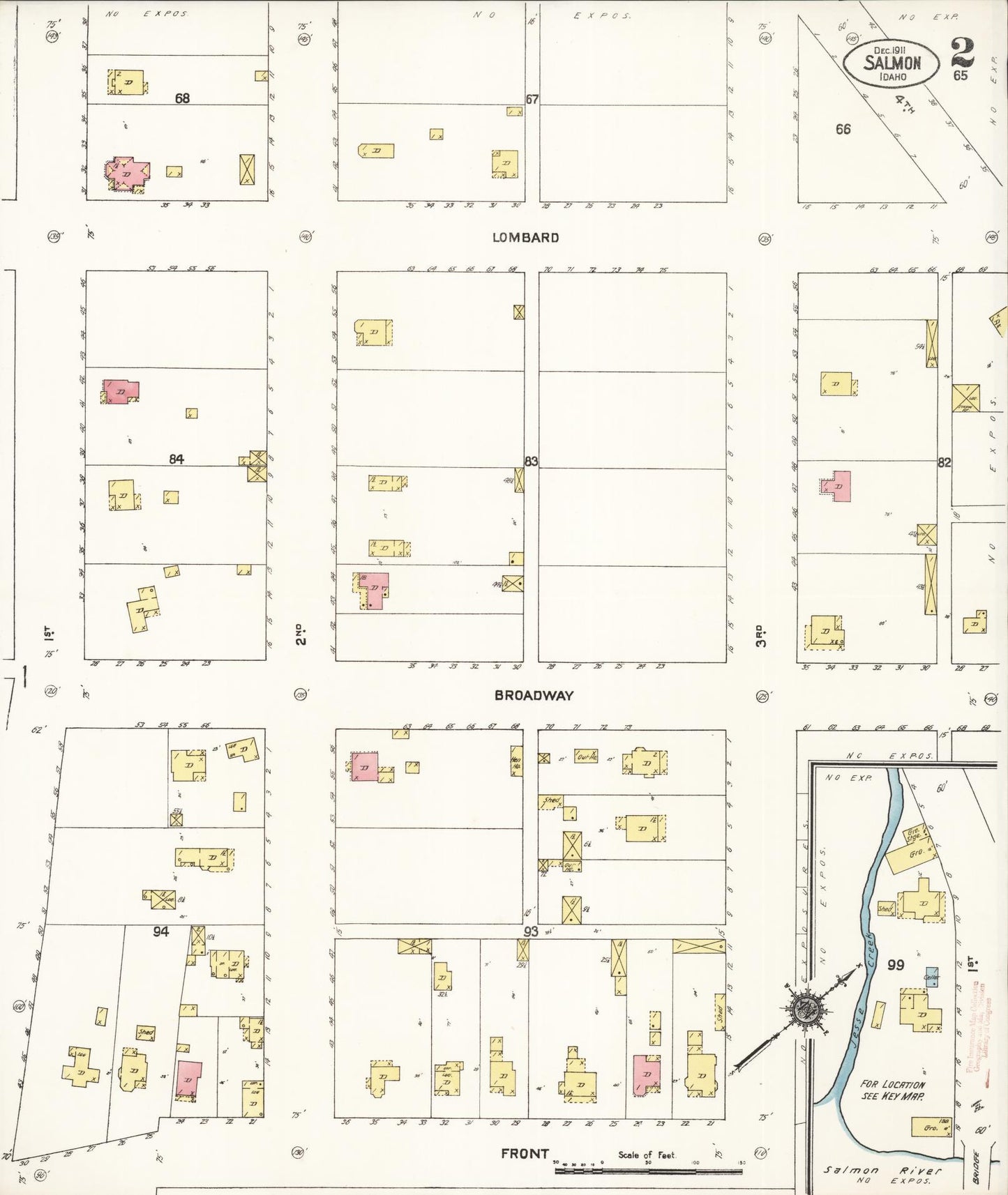 Sanborn Fire Insurance Map from Salmon City, Lemhi County, Idaho (1911), Sheet #0002 - Complete Map Set gallery image, historic Sanborn map, vintage wall art, Idaho Idaho