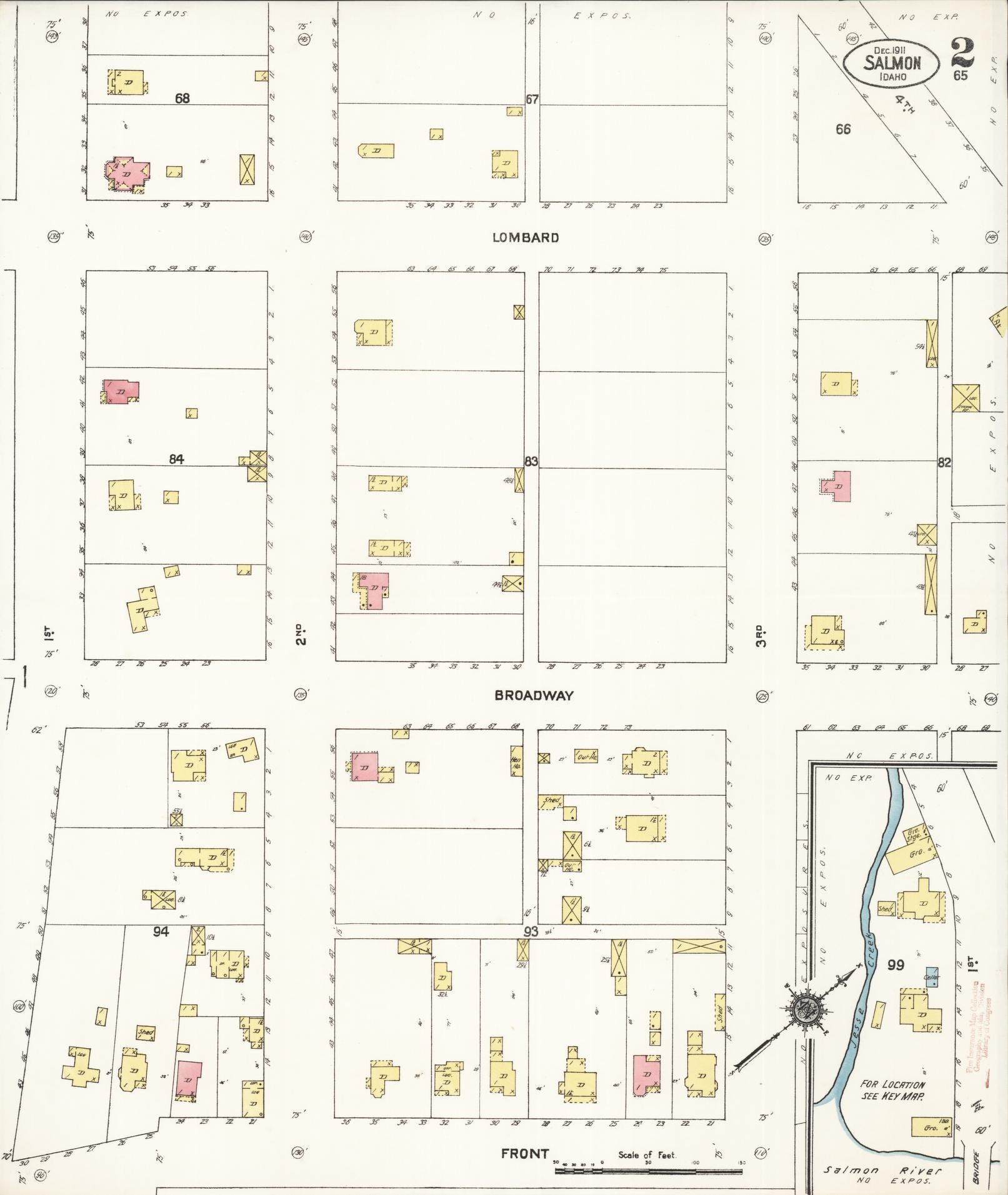 Sanborn Fire Insurance Map from Salmon City, Lemhi County, Idaho (1911), Sheet #0002 - Complete Map Set gallery image, historic Sanborn map, vintage wall art, Idaho Idaho