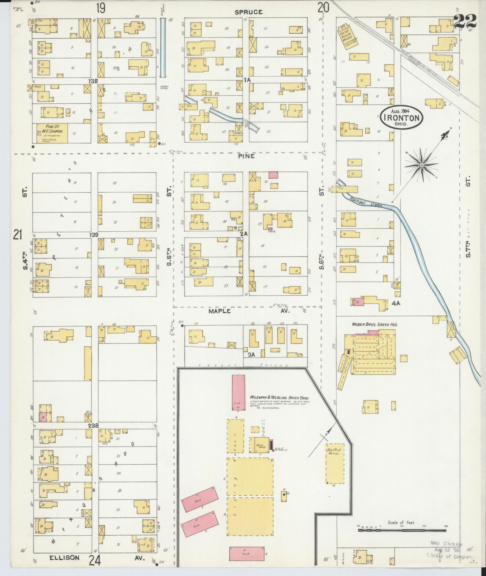 Sanborn Fire Insurance Map from Ironton, Lawrence County, Ohio (1904), Sheet #0022 - Complete Map Set gallery image, historic Sanborn map, vintage wall art, Ohio Ohio