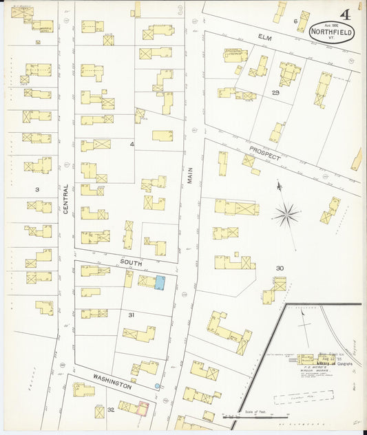Sanborn Fire Insurance Map from Northfield, Washington County, Vermont (1892), Sheet #0004 - Historic Sanborn Fire Insurance Map Print, vintage old map wall art, antique decor, genealogy gift, Vermont Vermont map