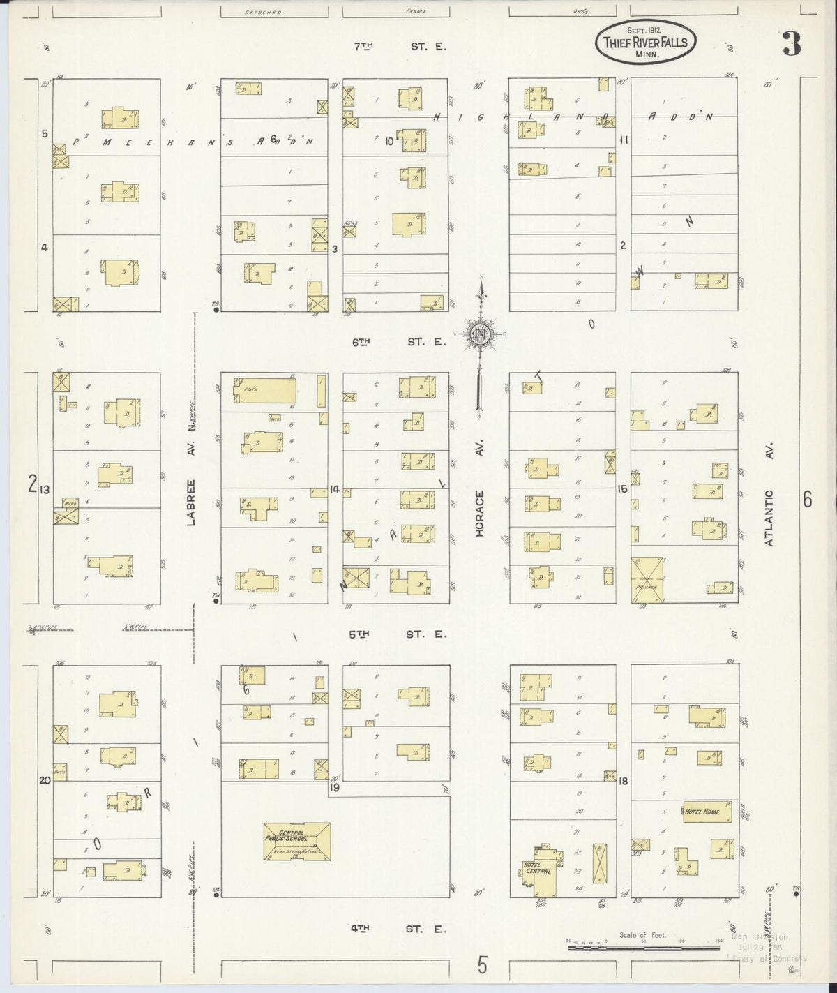 Sanborn Fire Insurance Map from Thief River Falls, Pennington County, Minnesota (1912), Sheet #0003 - Historic Sanborn Fire Insurance Map Print, vintage old map wall art, antique decor, genealogy gift, Minnesota Minnesota map